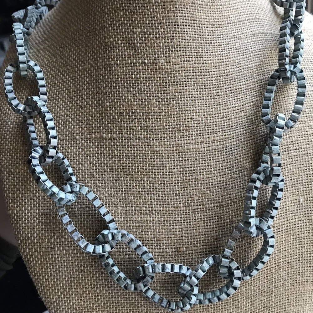 J. Crew blue enamel large chain link necklace